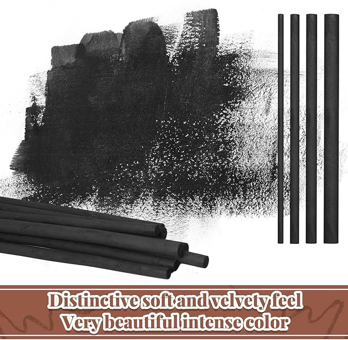 Gueevin 24 Pcs Willow Charcoal Sticks, Willow Charcoal, Artists, Beginners, Students, Perfect for Sketching, Drawing, Shading, and Fine Art Christmas Gifts for Art (2-4mm，4-5mm，5-7mm，7-9mm)