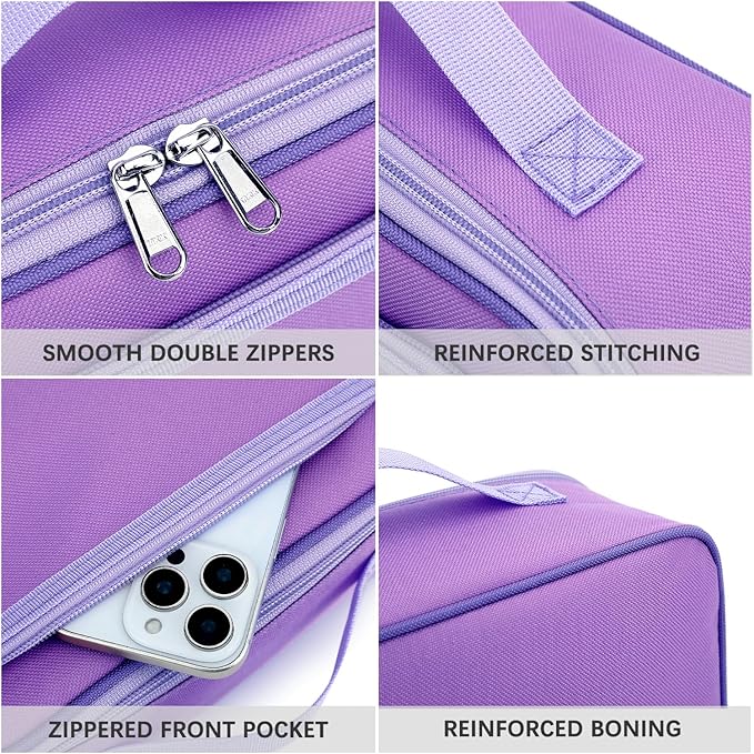 FlowFly Kids Lunch box Insulated Soft Bag Mini Cooler Back to School Thermal Meal Tote Kit for Girls, Boys, Purple