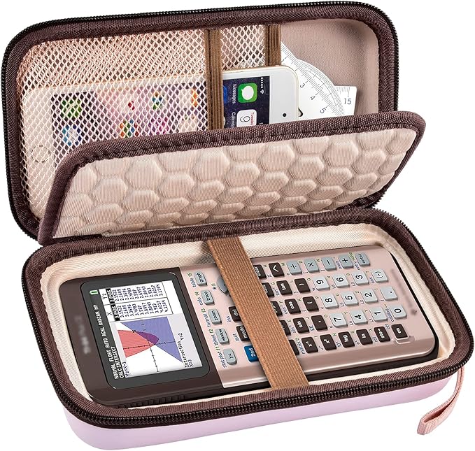 Graphing Calculators Case for Texas Instruments TI-84 Plus/TI-83 Plus CE Color Calculator, Storage Holder for TI-89/for Casio fx-9750GIII for TI-30XS for Cables, Pens, Pencil -Pink(Box Only)
