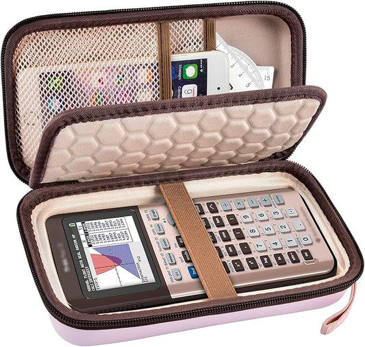 Graphing Calculators Case for Texas Instruments TI-84 Plus/TI-83 Plus CE Color Calculator, Storage Holder for TI-89/for Casio fx-9750GIII for TI-30XS for Cables, Pens, Pencil -Pink(Box Only)