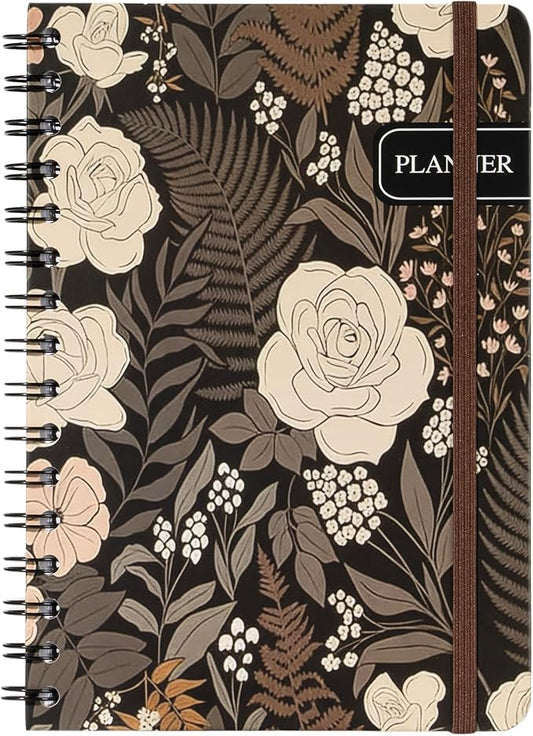 Undated Monthly and Weekly Planner - 12 Month Calendar Planner Notebook with Week Days - Hardcover Undated Planners Blank Agenda Book - A5 Jungle Rose