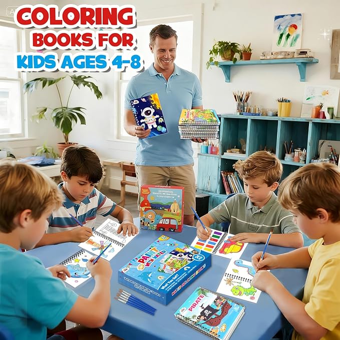 ZMLM 24 Water Coloring Books for Kids Party Favors - Bulk Mini Coloring Books for Kids Ages 4-8,Small Birthday Goodie Bag Stuffers School Teacher Return Gift Art Crafts Classroom Prizes (Boy)