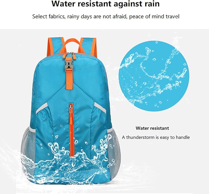 levayhill 25L Foldable Hiking Backpack Lightweight Packable Basic-Daypack Collapsible Bag Water-Resistant Travel Men Women Camping Cycling Outdoor (Blue)