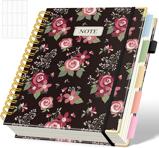 SKYDUE Sprial Notebook With Dividers Tabs, 5 Subject Notebook College Ruled