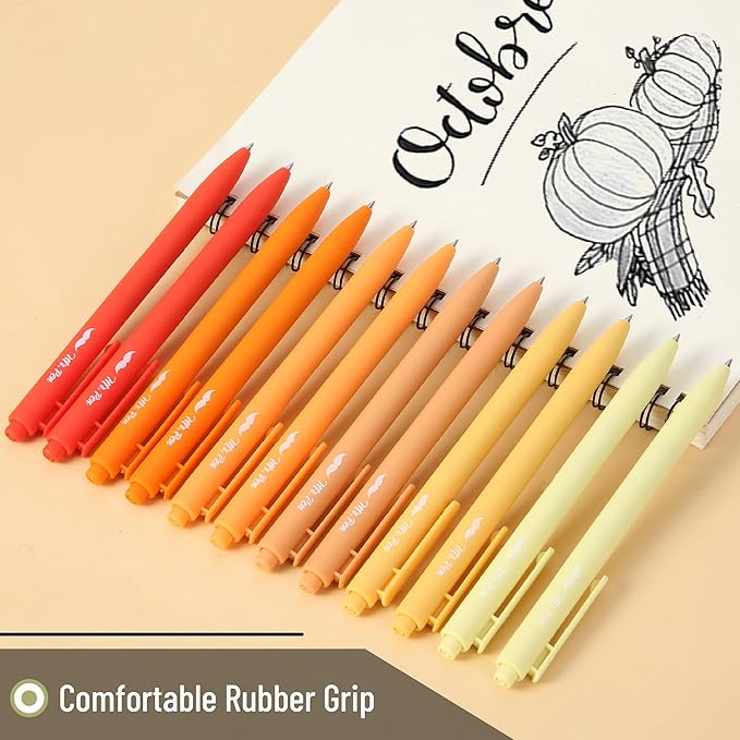 Mr. Pen- Retractable Gel Pens, 12 Pack, Black Ink, Summer Morning Barrel, Fine Point 0.5mm, Fast Dry, Smooth Writing, Cute Pens for Drawing, Writing Planner and School Supplies