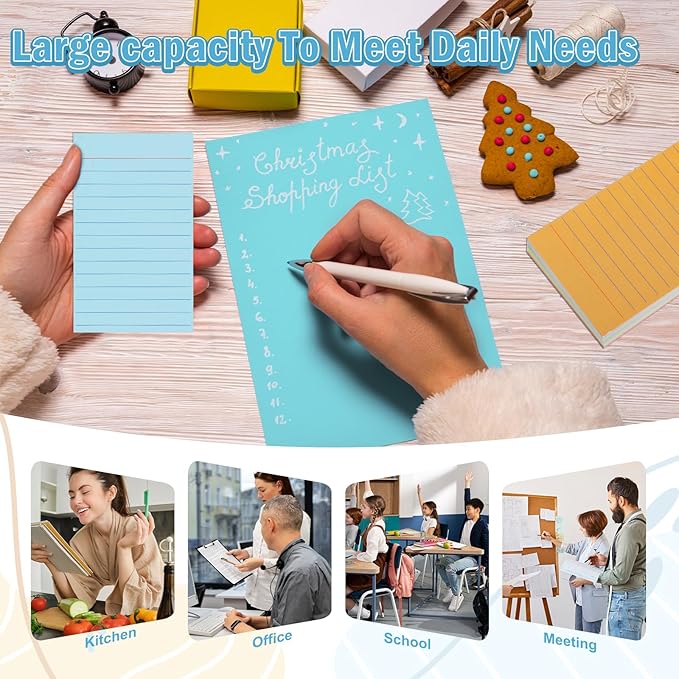 100 Pcs Colored Ruled Index Cards 3x5 Vertical Index Cards Notecards To Do List Cards Mini Memo Pad Daily to Do List Notepad Study Cards Double Sided Flashcards For Studying Note Taking