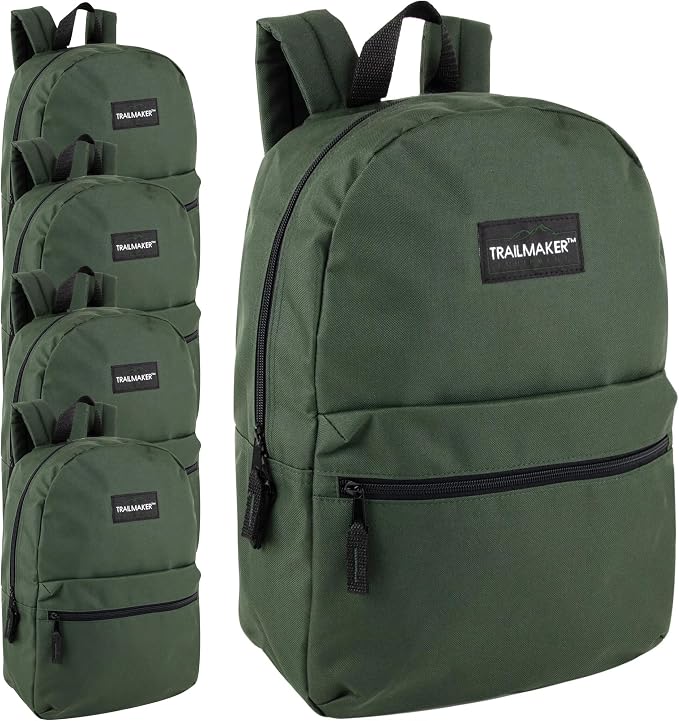 Trail maker 24 Pack- Classic 17 Inch Backpacks in Bulk Wholesale Back Packs for Boys and Girls