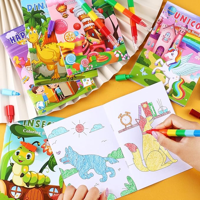 BenLouis Coloring Books Party Favors Bulk Mini Coloring Books for Kids Ages 4-8-12 Small Activity Books For Birthday Party Gifts Goodie Bags Stuffers Classroom Travel Activity（24pcs Colorful）