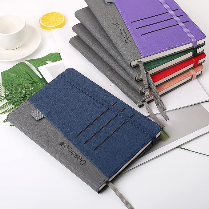 Lined Journal Notebooks with Pen Loop, Hardcover Notebook Journal for Work, 100Gsm Premium Thick Paper with Inner Pocket, Medium 5.7"x8.4", （Blue, Ruled）