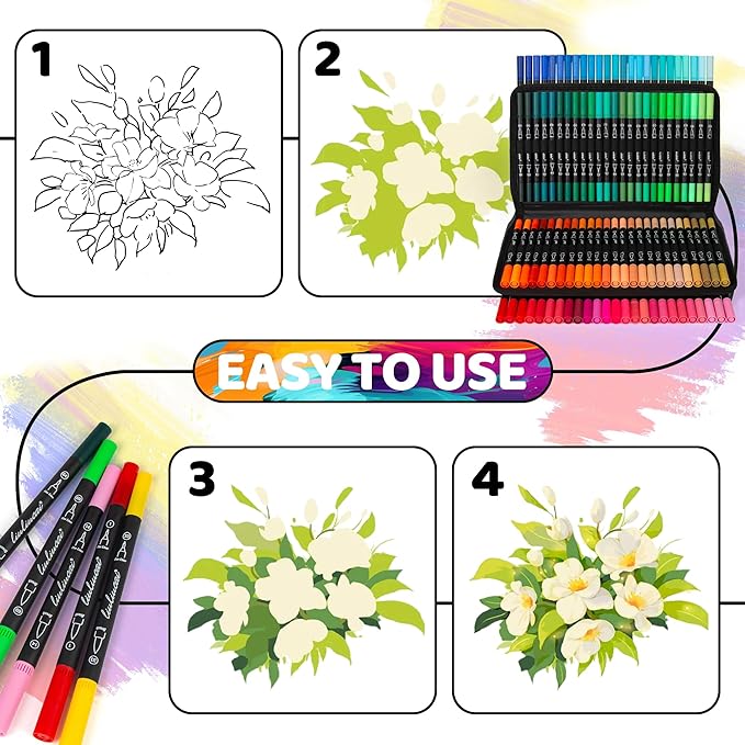 200 Colors Dual Tip Markers Brush Pens Set, Fine & Brush Tip Art Marker for Adult Coloring Book No Bleeding, Artist Colored Pen for Drawing Calligraphy Journal Doodling Lettering Note Taking