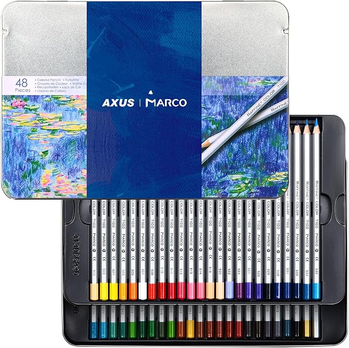 Oil-Based Colored Pencils Sets For Adults Colour Pencils in Iron Box Ideal for Sketching, Illustrations, Doodling & Design Great for Art Lovers & Pros. (RAFFINÉ 7100 Series-48 Colors)