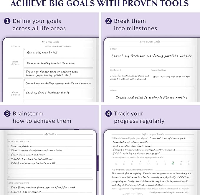 Legend Dated Hourly Weekly Planner 2026 – Daily, Monthly & Yearly Agenda with Time Slots – Hardcover Organizer Journal, 5.8x8.3” (Purple)