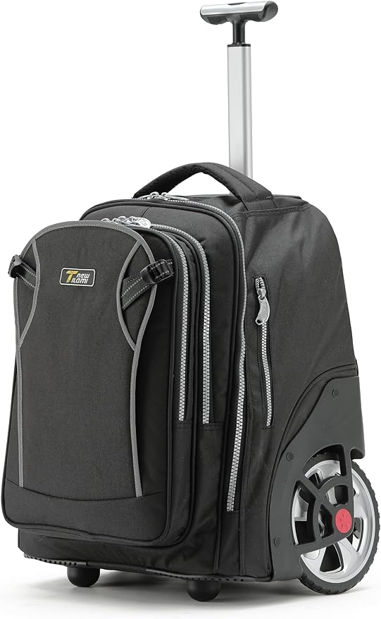 NEW TILAMI 20" Rolling Backpack for Teens Adults, Climbing Stairs Waterproof Backpack with Wheels for School Business Trave Camping with Laptop Compartment, Fit 17 Inch Laptop, Black