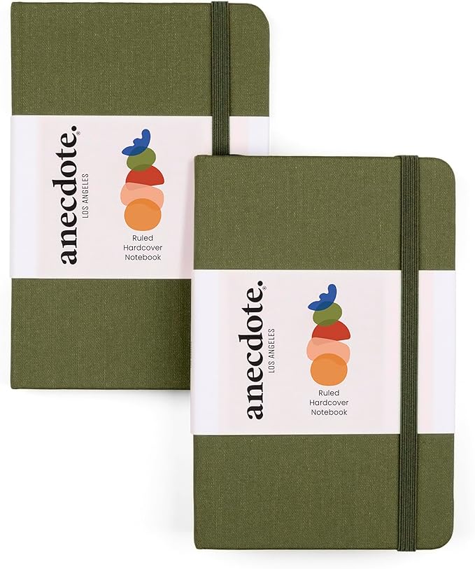 ANECDOTE. Small Journal Notebook for Men & Women, 192 Pages | Thick 80 GSM Lined Paper| Hardcover (5.5"x3.5" Pocket Size) | Daily Journaling Diary for Work, Travel, School & Office Use (Olive Green)