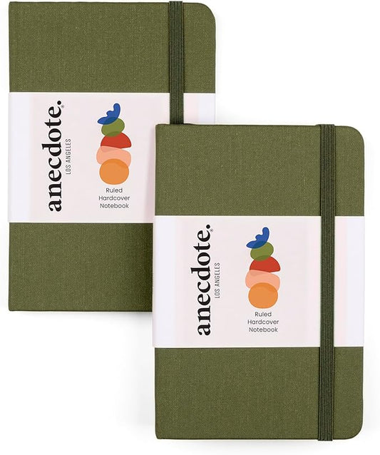 ANECDOTE. Small Journal Notebook for Men & Women, 192 Pages | Thick 80 GSM Lined Paper| Hardcover (5.5"x3.5" Pocket Size) | Daily Journaling Diary for Work, Travel, School & Office Use (Olive Green)