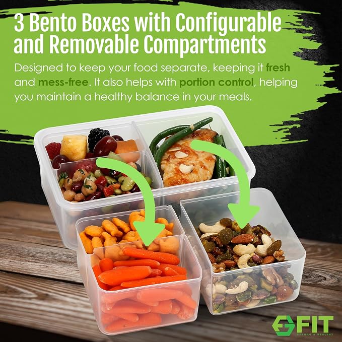 Bento Boxes for Kids and Adults, BPA-Free Lunch Containers, Clear, 7 Pack | Lunch Box Meal Prep Containers with Lids, Snack Boxes, Airtight Lid, Dishwasher Freezer Microwave Safe, 3×39oz, 2×17oz, 2×6oz