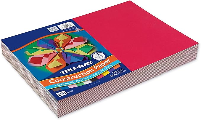 Tru-Ray® PAC6589 Construction Paper Bulk Assortment, 10 Assorted Colors, 12" x 18", 250 Sheets