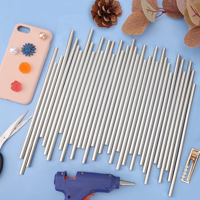 ENPOINT Metallic Silver Hot Glue Sticks Mini, 8" Long x 0.27" Dia Small Hot Melt Glue Sticks Colored, 36 Pack Sealing Wax Adhesive Sticks for Stamp, Crafting, Wedding Cards, Decoration