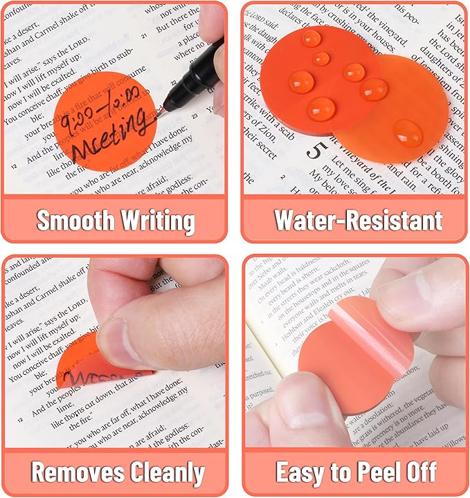Mr. Pen- Round Transparent Sticky Notes, 1.1” Diameter, 28 Pads, 1120 Sheets, Colorful, Water-Resistant See-Through Sticky Notes Bulk & Fineliner, Smooth Writing, Note Tabs for Bible Journaling