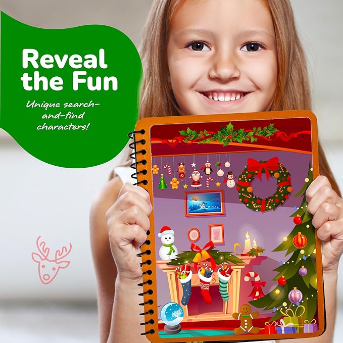 Stocking Stuffers for Toddlers, 4 Pack Christmas Water Coloring Books for Kids, Christmas Activities for Kids, Christmas Crafts for Toddlers, Toddler Travel Essentials, Toddler Gift Toys