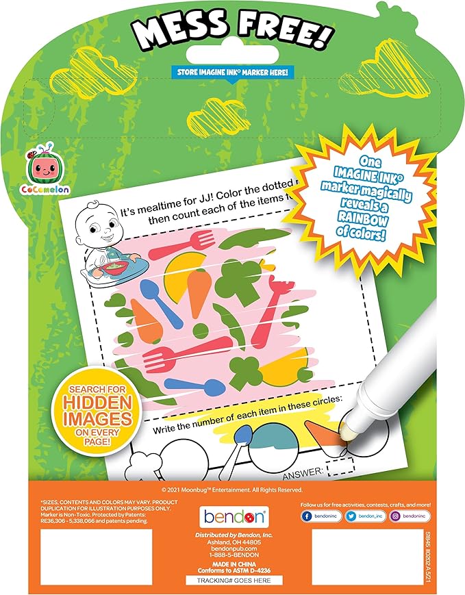 Bendon CoComelon 20 Page Imagine Ink Coloring Book with 1 Mess Free Marker