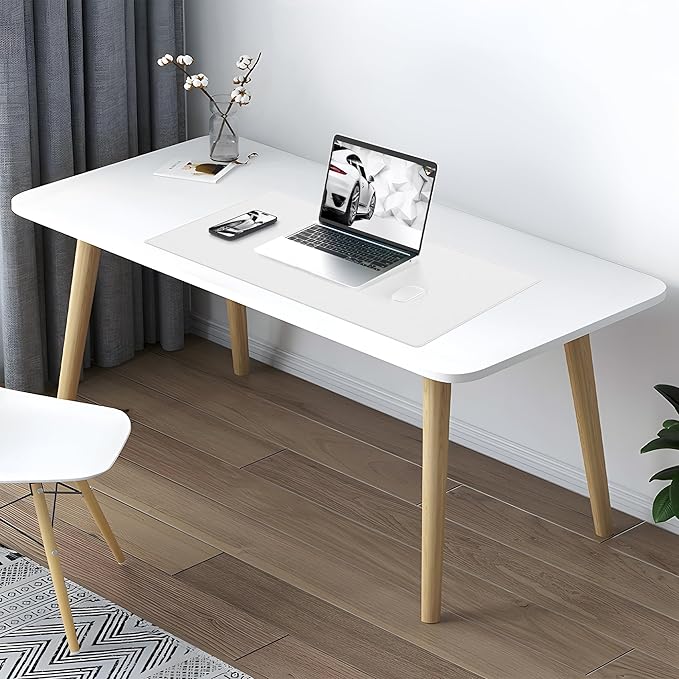 AFIING Cork Desk Mat 31.5" x 17", Waterproof Dual-Sided Cork & PU Leather Desk Pad, Non-Slip Desk Protector for Home Office, Workspace Setup & Gaming (White)