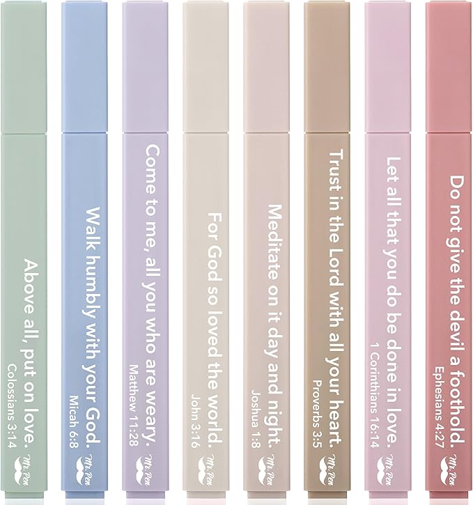 Mr. Pen- Bible Highlighters with Color-Coding System, 8 Pack, Soft Chisel Tip, Aesthetic Highlighters Assorted Colors, Fast Drying Bible Markers No Bleed Through for Journaling and Underlining