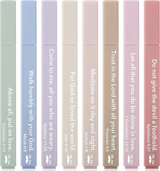Mr. Pen- Bible Highlighters with Color-Coding System, 8 Pack, Soft Chisel Tip, Aesthetic Highlighters Assorted Colors, Fast Drying Bible Markers No Bleed Through for Journaling and Underlining