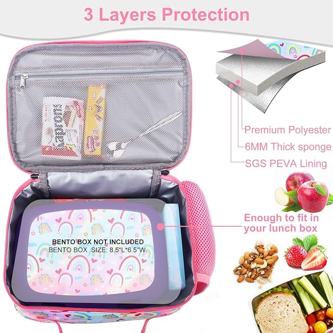 RHCPFOVR Kids Lunch Bag - Insulated Lunch Box for Boys Girls,Washable Lunch Bag and Reusable Toddler Leak-proof Lunchbox for School and Daycare