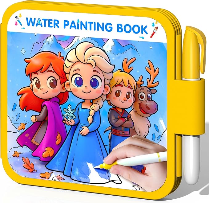 ZHOC Reusable Water Painting Books for Kids – Magic Water Reveal Coloring Books with Water Pens (Ice World) No-Mess Coloring Book Fun Travel Activity for Ages 3 4 5 6 7 8