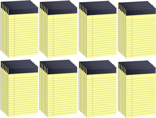48 Pack Legal Pads Bulk,5 x 8 Inch Yellow Notepad, Note Pads College Ruled Perforated Memo Pad for Work Study Daily Note Taking List, Lined Writing Pads Memo Refills Notepads for Office Home School
