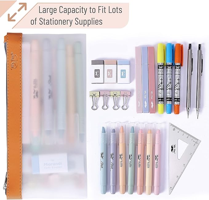 Mr. Pen- Clear Pencil Pouch, 8.50"x4.25", 3 Pack, Durable TPU Material, Medium Water-Resistant Pencil Bags with Smooth Zipper, Multipurpose Clear Pouch for Stationery, School, Office, Travel Supplies