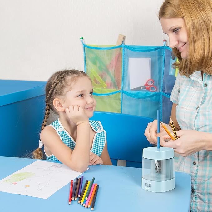 Deli Electric Pencil Sharpener, Automatic Pencil Sharpeners for No.2 Pencils Colored Pencils, USB & Battery Operated Pencil Sharpener for School, Home, Office, Classroom, Blue