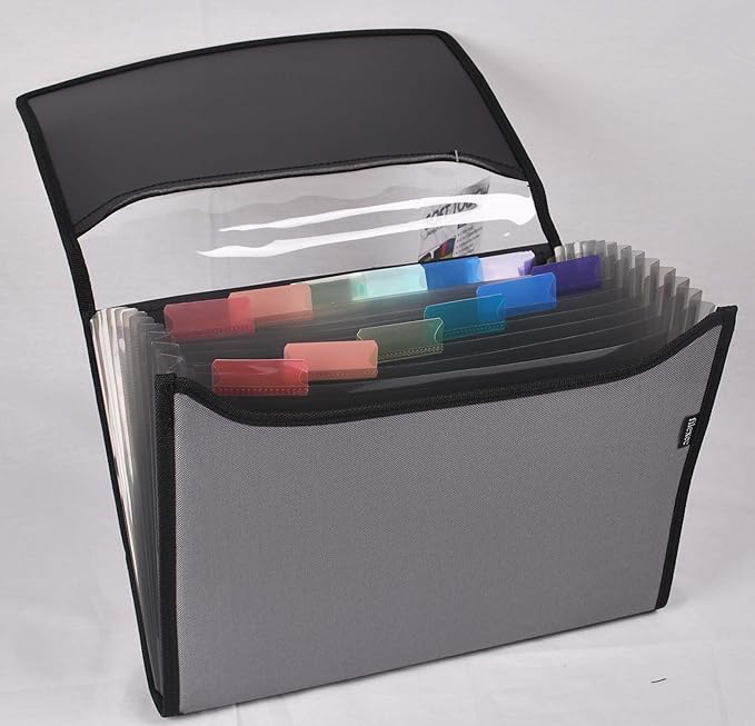Filexec Soft Touch Padded Canvas Window Expanding File, 13 Pockets, Black (46227-8), Letter, (Pack of 12)