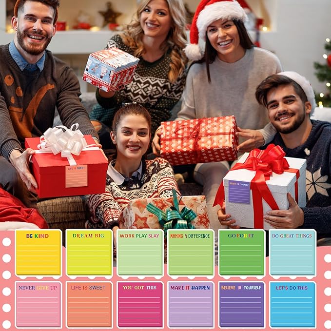 Yinder 48 Pcs Inspirational Sticky Notes Cute Motivational Sticky Notes Pad End of Year Employee Appreciation Gifts Bulk for Teacher Nurse Coworkers Office Supplies 3 x 3'' (Motivational,Dark Color)