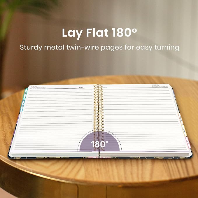 Taja Pretty Large Spiral Lined Notebook for Work with 5 Removable Dividers