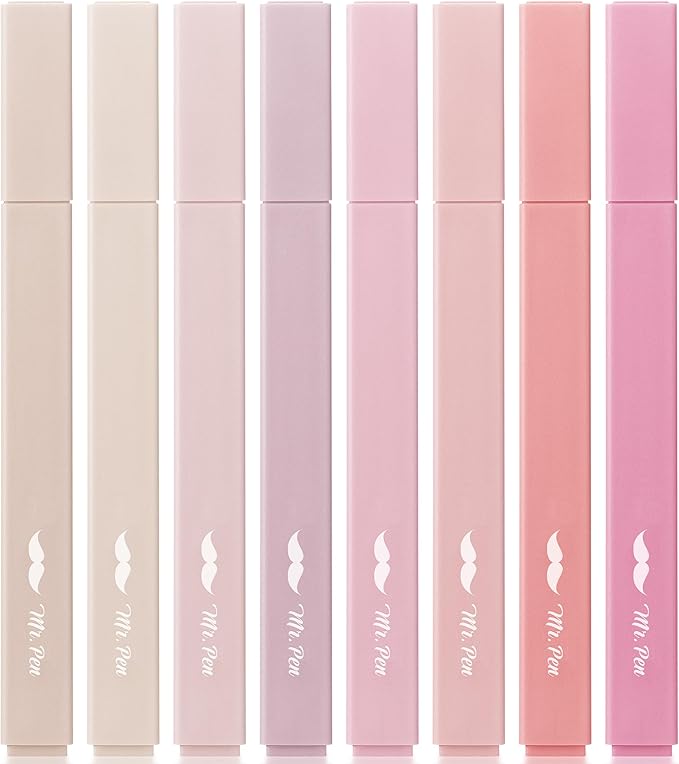 Mr. Pen- Aesthetic Highlighters No Bleed, 8 Pack, Pastel Colors, Chisel Tip, Cute Highlighters Assorted Colors for Journaling, Highlighting, Underlining, Fast Dry, Back to School Supplies