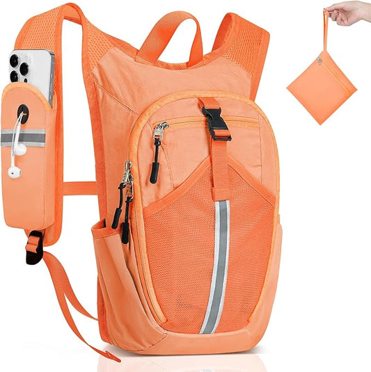 Small Hiking Backpack 10L - Lightweight Packable Foldable Backpack for Travel Camping Outdoor Commute, Compact Rucksack for Women Men(Orange)