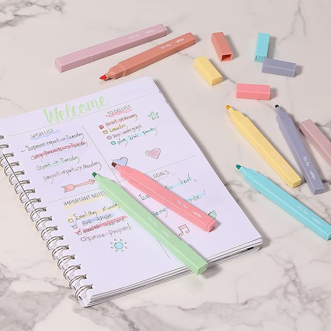 Mr. Pen- Aesthetic Highlighters No Bleed, 8 Pack, Candy Colors, Chisel Tip, Cute Highlighters Assorted Colors for Journaling, Highlighting, Underlining, Fast Dry, Back to School Supplies
