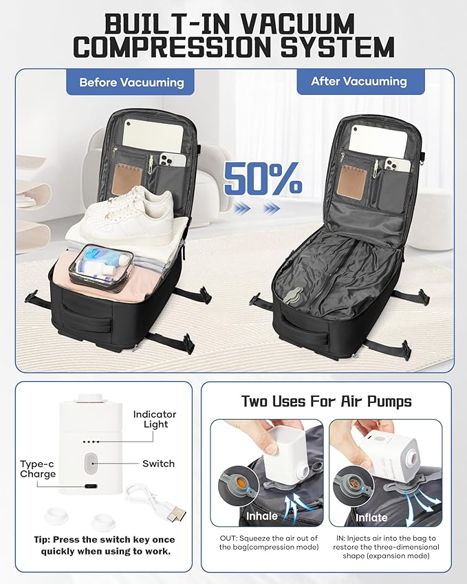 WONHOX Large Travel Backpack Carry on Flight Approved Laptop Work Business Backpack for Women Men Mochila de Viaje