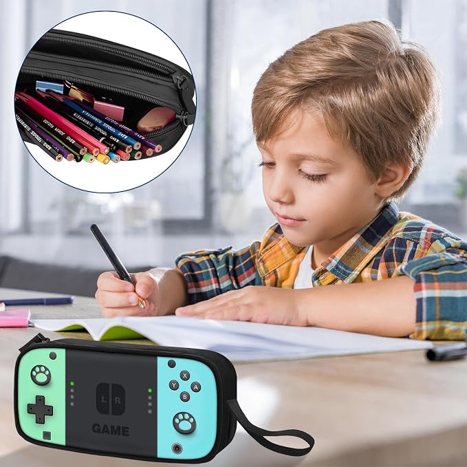 TILYTADLY Large Pencil Case for Boys - Boys Pencil Pouch with Zipper Compartments - Big Capacity Pen Box Gamer Pen Bag Organizer for Kids Teens School