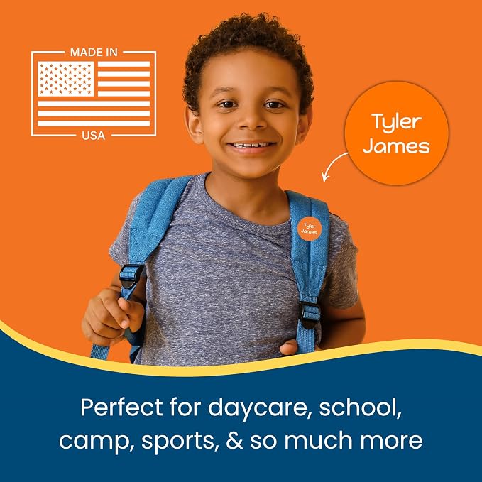 Name Bubbles - Kids Custom Name Labels for Daycare, School, Camp (102 Labels) - Personalized Waterproof Name Stickers for Clothes Tags, Lunch Boxes, Water Bottles, & School Supplies (Solid Border)