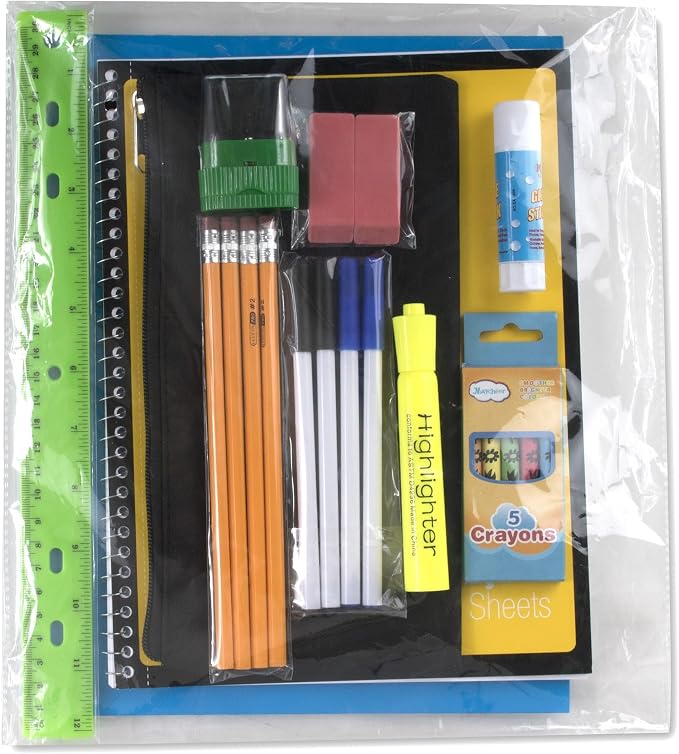 Trail maker 24 Pack Bulk Backpacks with Stationary Supplies - Wholesale Backpack and Stationary Kits (Classic Colors Pack)
