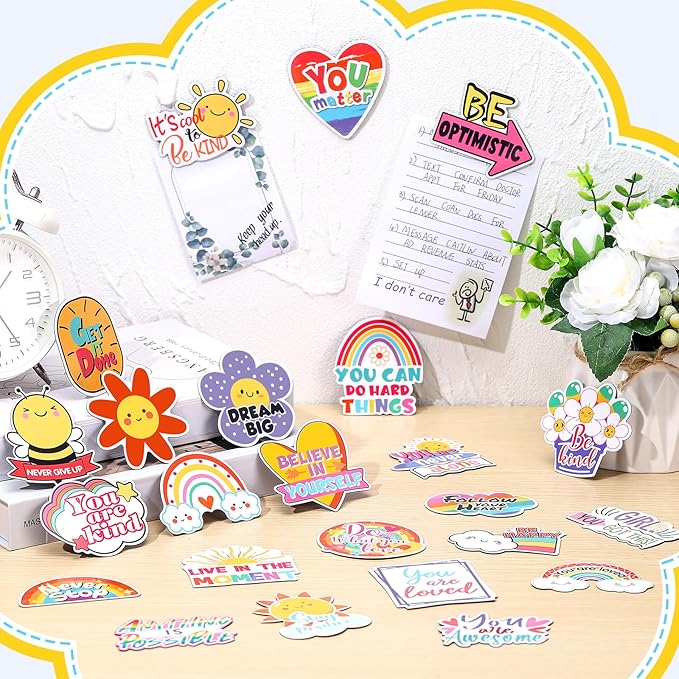 Sinmoe 24 Pieces Inspirational Fridge Magnets for Girls Bible Verse Locker Magnets for Girls Cute Motivational Quotes Refrigerator Decorations for School Classroom Whiteboard Office(Cute Style)
