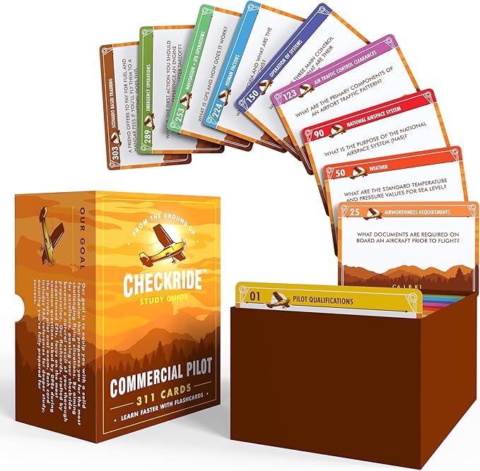 Commercial Pilot Oral Exam Flashcards by Checkride Study Guide – 311 Flashcards Covering All Topics Developed by CFIs – Commercial Pilot Oral Exam Guide
