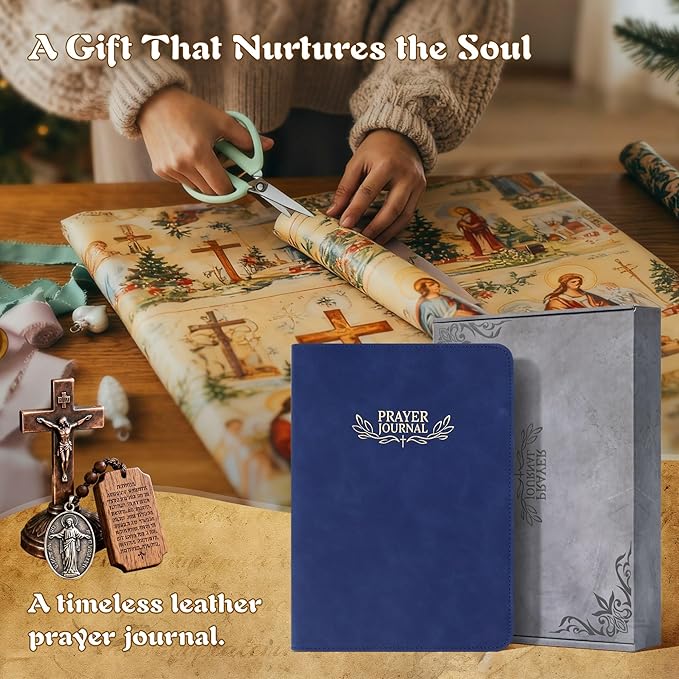Ospelelf Prayer Journal Tracker Leather Christian Bible Zippered Notebook Daily Devotional Scripture Study Planner Gifts for Jesus Faith Believers Women Men Undated 3 Months Dark Bue
