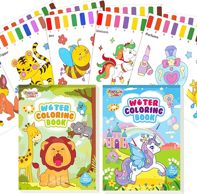 Watercolor Paint Sets for Kid: 2 Pack Water Painting Coloring Book for Toddlers 4-8 Years Old, No Mess Arts and Crafts Drawing Paper Kits for Boys Girls Birthday Gift
