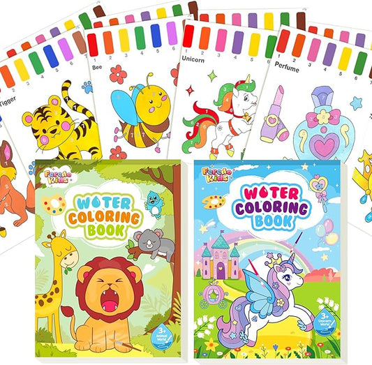 Watercolor Paint Sets for Kid: 2 Pack Water Painting Coloring Book for Toddlers 4-8 Years Old, No Mess Arts and Crafts Drawing Paper Kits for Boys Girls Birthday Gift