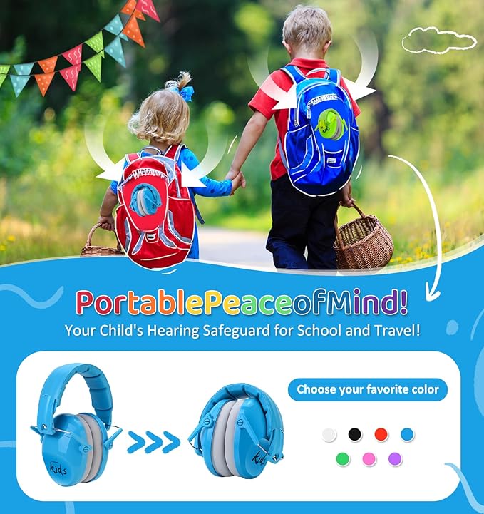 PROHEAR 032 2.0 Noise Cancelling Headphones for Kids - 25dB Noise Reduction - Adjustable Sensory Ear Protection Muffs for Concert, Fireworks, Monster Truck Shows, School - Blue