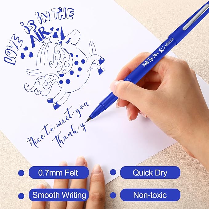 Fuyoooo 20 Pcs Felt Tip Pens 0.7mm Colored Felt Pens Marker Medium Point Journal Planner for Journaling Writing Note Taking Art Office Supplies